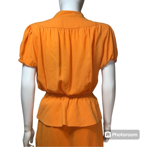 NWT NY & Co. Eva Mendes 2 Piece Set Tangarine Time Skirt and Blouse Top Size 8/M - Picture 4 of 16